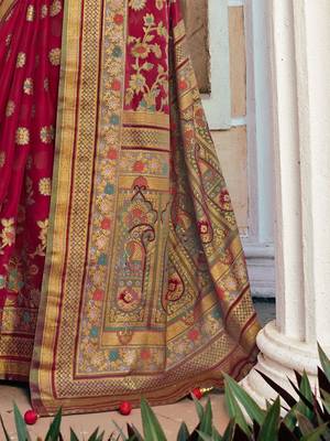 Burgundy floral poly georgette designer saree 5