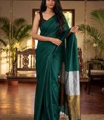 Teal zari  cotton khadi saree