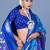 Blue ethnic motifs silk blend pochampally saree