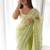 Green green & white floral embroidered organza saree