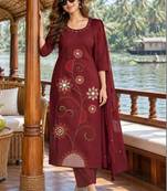 women ethnic motifs embroidered regular mirror work  cotton kurta with trousers & with