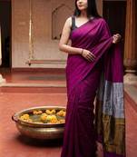 Magenta zari  cotton khadi saree