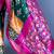 Teal ethnic motifs silk blend pochampally saree