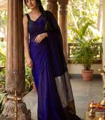 Purple woven design zari  cotton khadi saree