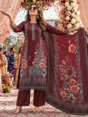 women floral printed regular kurta with trousers & with dupatta 1