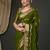 Olive ethnic motifs woven design zari  georgette kanjeevaram saree