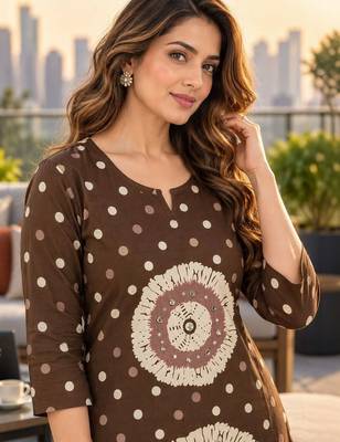 women ethnic motifs printed regular  cotton kurta with trousers & with dupatta 2