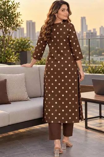 women ethnic motifs printed regular  cotton kurta with trousers & with dupatta