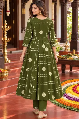 women ethnic motifs printed regular mirror work  cotton kurta with trousers & with dupatta