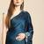 Blue blue floral embroidered satin saree