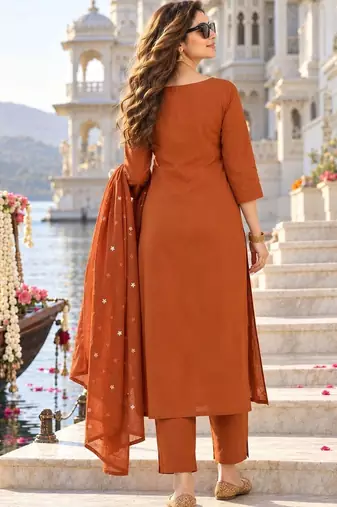 women ethnic motifs embroidered regular mirror work  cotton kurta with trousers & with