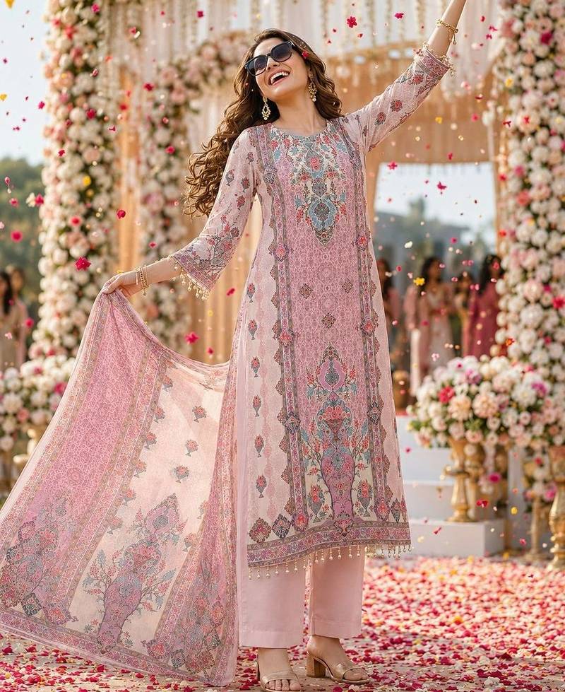 women ethnic motifs printed regular kurta with trousers & with dupatta