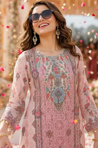 women ethnic motifs printed regular kurta with trousers & with dupatta