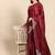 Maroon maroon ethnic motifs embroidered satin saree