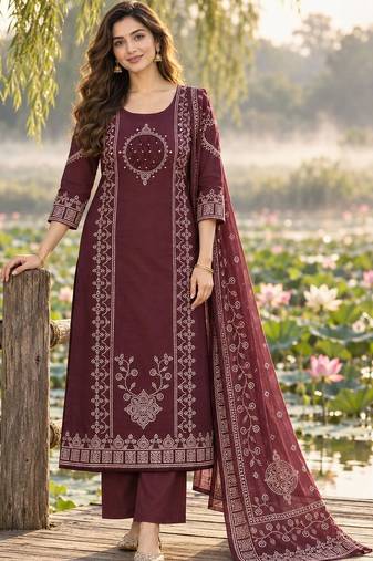 women ethnic motifs embroidered regular mirror work  cotton kurta with trousers & with