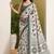 Green batik printed silk blend ready to wear saree