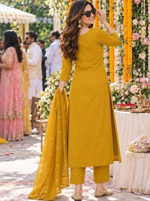 women embroidered mirror work  cotton kurta with trousers & with dupatta 2