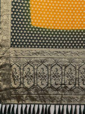 Yellow yellow ethnic motifs woven design zari  georgette kanjeevaram saree 5