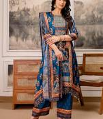 women ethnic motifs printed regular kurta with palazzos & with dupatta