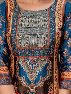 women ethnic motifs printed regular kurta with palazzos & with dupatta 5