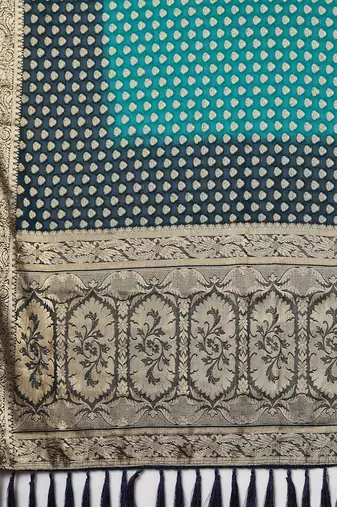 Blue blue ethnic motifs woven design zari  georgette kanjeevaram saree