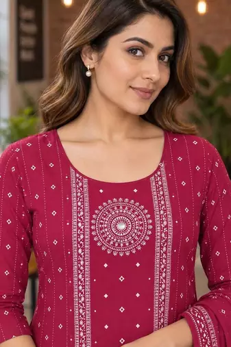 women ethnic motifs printed regular  cotton kurta with trousers & with dupatta