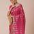 Pink striped zari silk blend banarasi saree