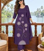 women floral embroidered regular  cotton kurta with trousers & with dupatta