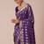 Purple woven design zari silk blend banarasi saree
