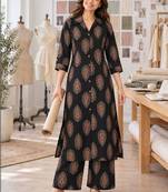 women ethnic motifs printed regular  cotton kurta with palazzos