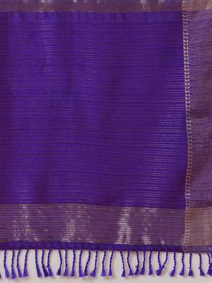 Purple woven design zari silk blend banarasi saree 4