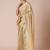 Cream striped zari silk blend banarasi saree
