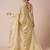 Cream striped zari silk blend banarasi saree