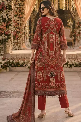 women ethnic motifs printed regular kurta with trousers & with dupatta
