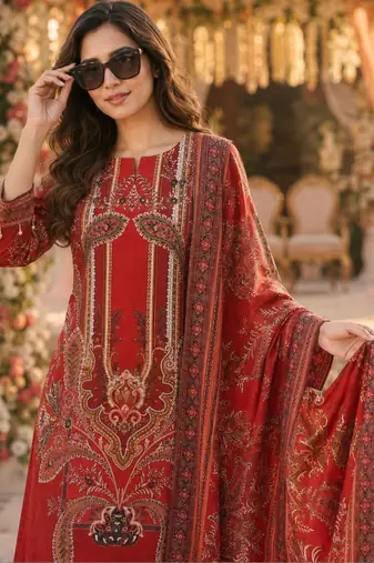 women ethnic motifs printed regular kurta with trousers & with dupatta