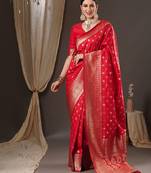 Red floral zari banarasi saree