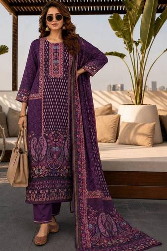 women ethnic motifs printed regular  silk kurta with trousers & with dupatta