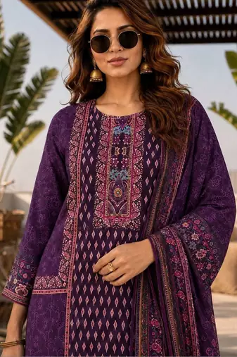 women ethnic motifs printed regular  silk kurta with trousers & with dupatta