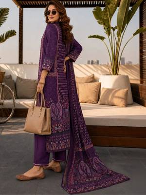 women ethnic motifs printed regular  silk kurta with trousers & with dupatta 4