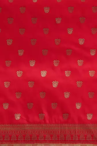 Red floral zari banarasi saree