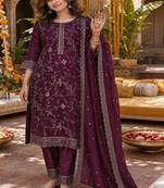 women embroidered regular thread work kurta set