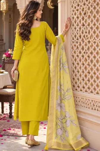 women ethnic motifs embroidered regular thread work kurta with trousers & with dupatta