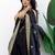 Black floral embroidered organza designer saree