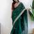 Green floral embroidered organza saree