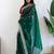Green floral embroidered organza saree