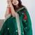 Green floral embroidered organza saree