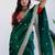 Green floral embroidered organza saree