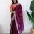 Burgundy ethnic motifs embroidered sequinned organza saree