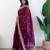 Burgundy ethnic motifs embroidered sequinned organza saree