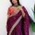 Burgundy ethnic motifs embroidered sequinned organza saree